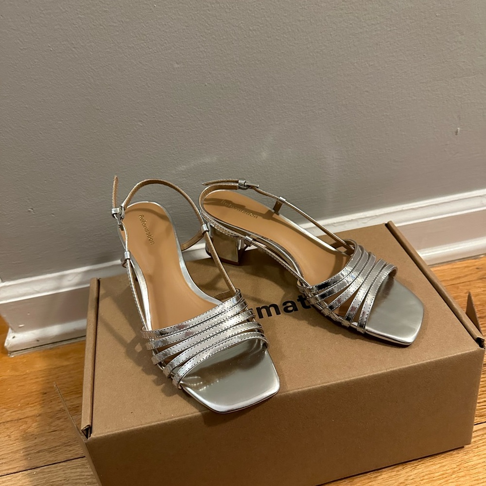 Reformation Eleonora Sling Back Block Heel Sandals - Picture 2 of 13